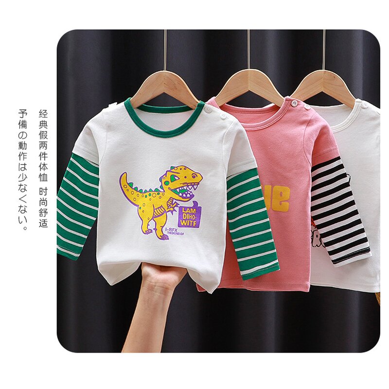 Children's T-shirt Manufacturer - Spring Autumn New Long Sleeve Bottoming Shirt Pure Cotton for Boys Girls