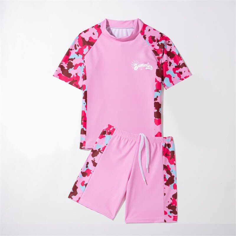 Boys Swimsuit Manufacturer - Conservative Short-Sleeved Split Design Large Sizes for Summer Surfing
