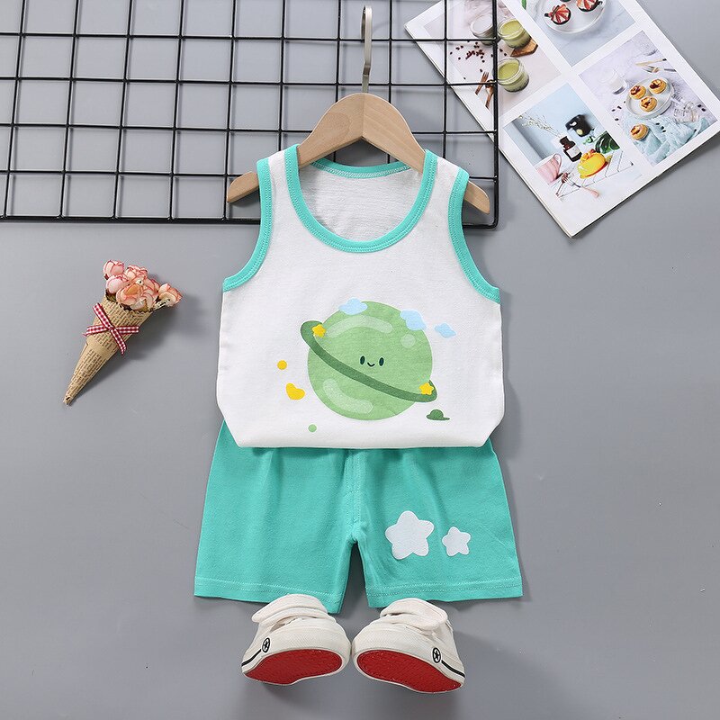 Children's Vest Set Manufacturer - Boys Cotton Sleeveless Summer New Girl Suspender Shorts Whole Cotton
