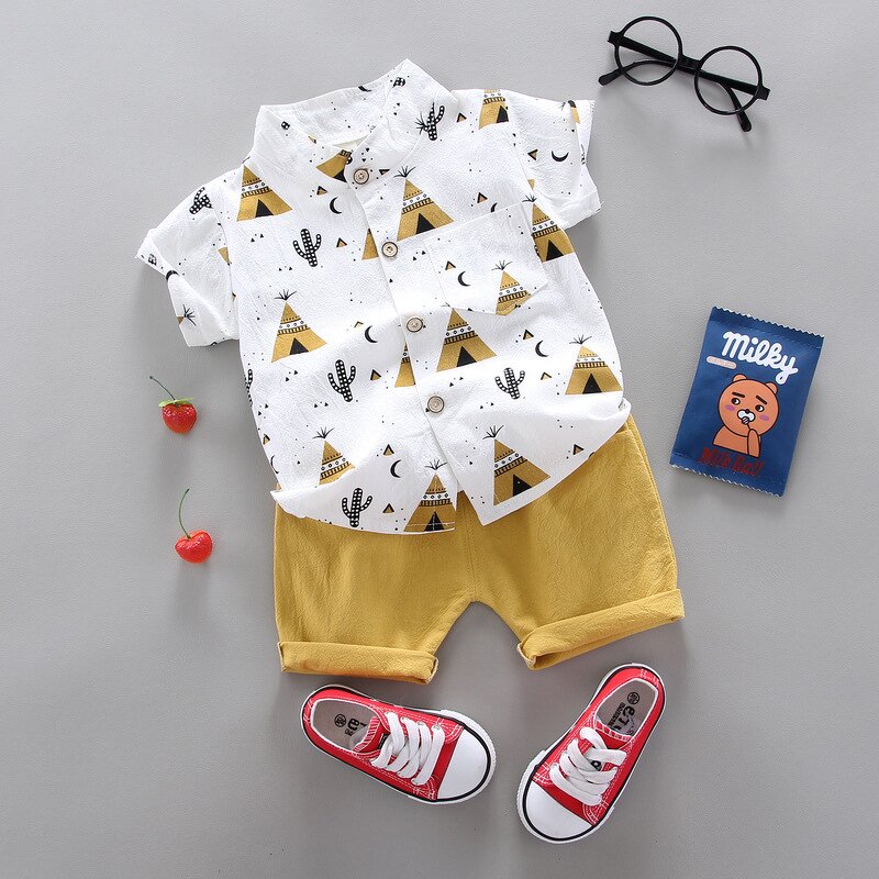 Boys Clothing Set Manufacturer - Cute Summer 0-3 Years Old Foreign Style 2 Two-Piece Short-Sleeved Animal Pattern Shirt
