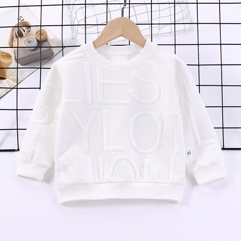 Children's Sweater Manufacturer - 2023 Spring Autumn New Boy Round Neck Header Single Long-sleeved Girl Three-dimensional Letters