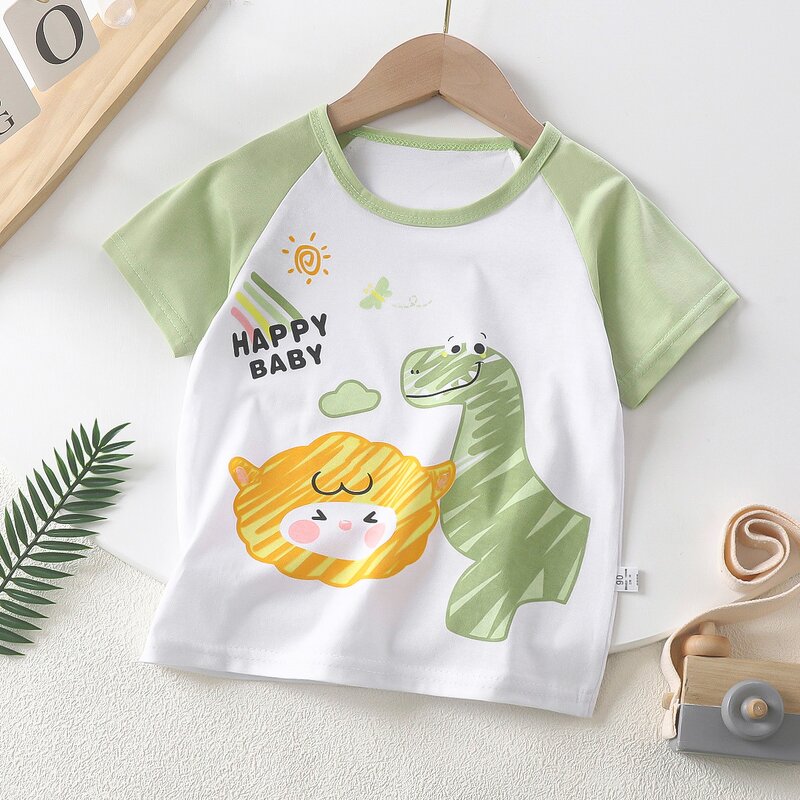 Children's T-shirt Manufacturer - Short-sleeved Pure Cotton Summer 2025 Boy Baby Cartoon Girl Top