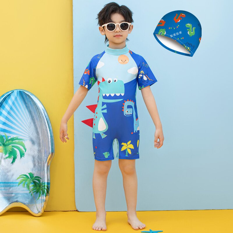 Children's Swimsuit Manufacturer - Cartoon Cute One-piece Boys Short-sleeved Shorts