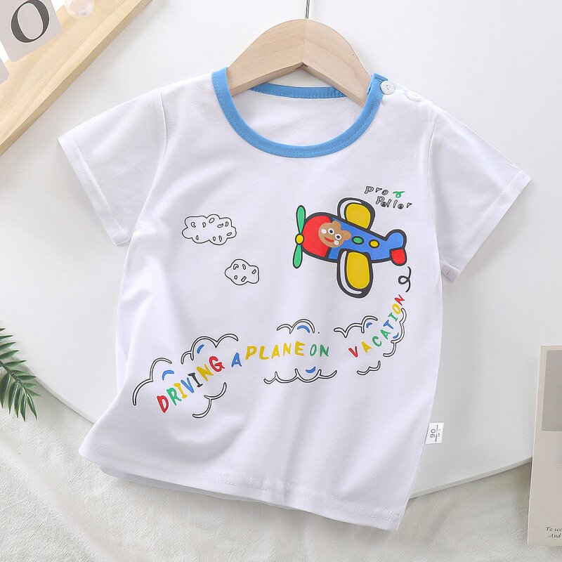 Children's T-shirt Manufacturer - Short-sleeved Pure Cotton Summer 2025 Boy Baby Cartoon Girl Top