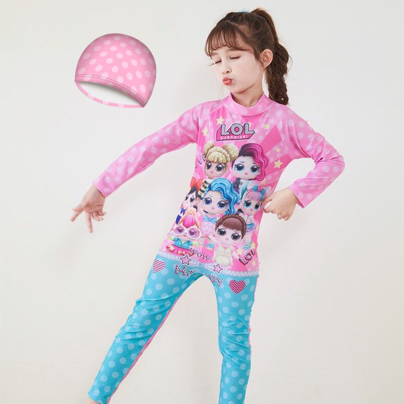 Children's Swimsuit Manufacturer - Long-sleeved Baby Girl Sun Protection Surfing Suit with Hood