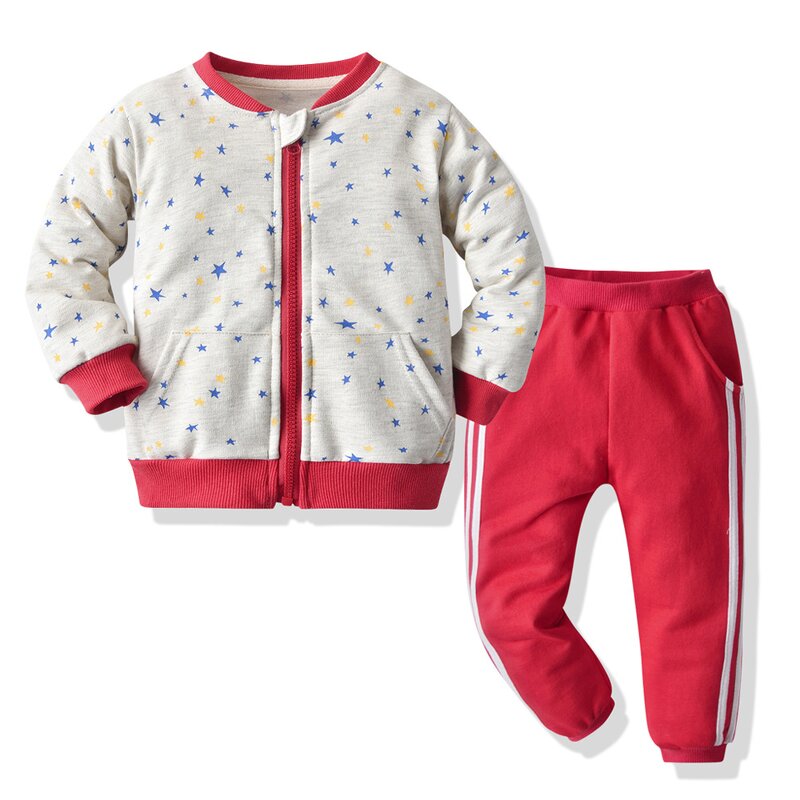 Children's Clothing Suit Manufacturer - 2025 Spring Autumn New European American Zipper Jacket Sports Hooded Two-piece