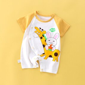 Baby Short-sleeved Jacket Manufacturer - Summer Newborn Thin Breathable Climbing Men Women Babies Combed Cotton Printed