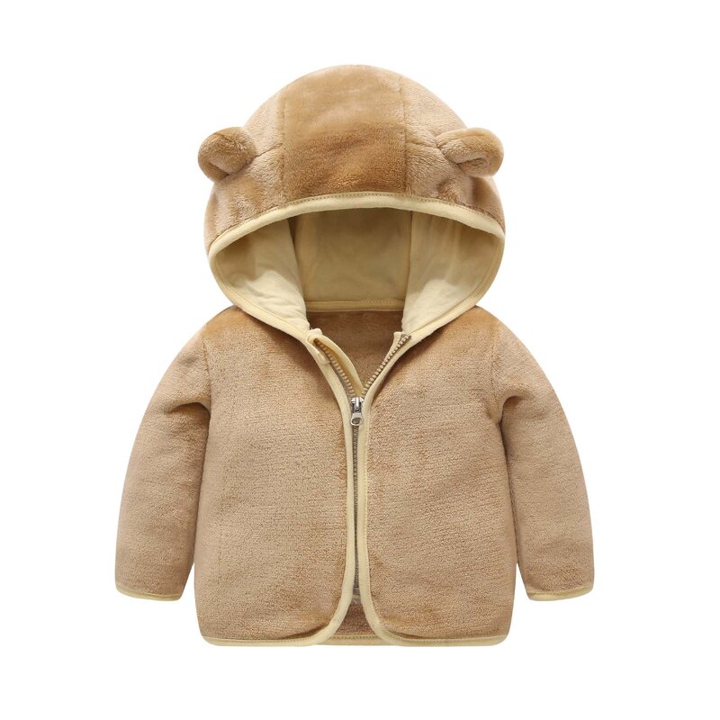 Baby Jacket Manufacturer - Autumn Spring New Coral Velvet Hooded Tops Boys Girls Thicker Warmer Zipper for Winter