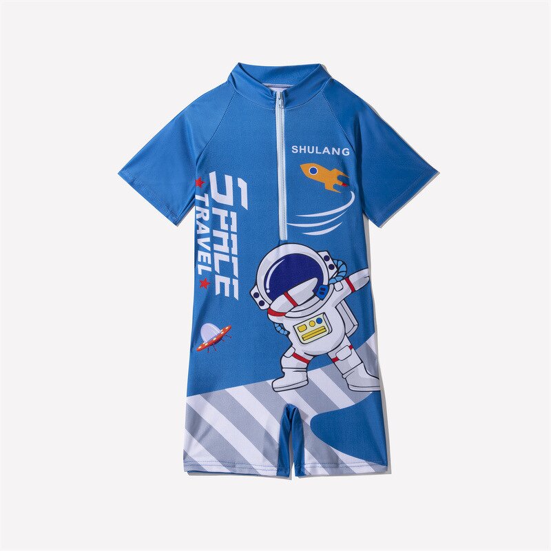 Children's Swimsuit Manufacturer - 2025 Summer New Girls One-piece Cartoon Suit with Cap