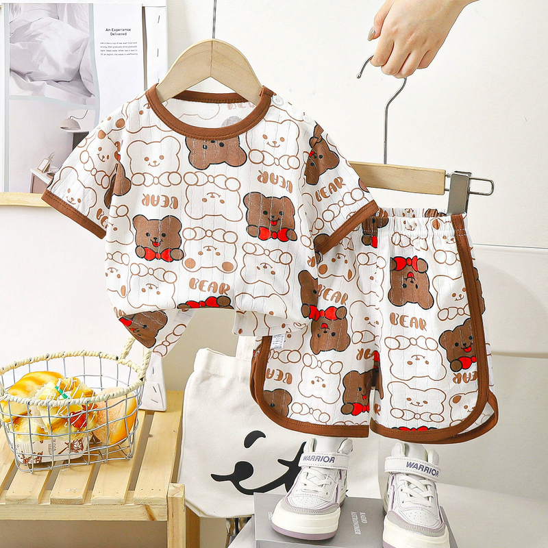 Children's Short-sleeved Shorts Suit Manufacturer - 0-6 Years Summer Pure Cotton New Boys Girls Clothes Thin & OEM