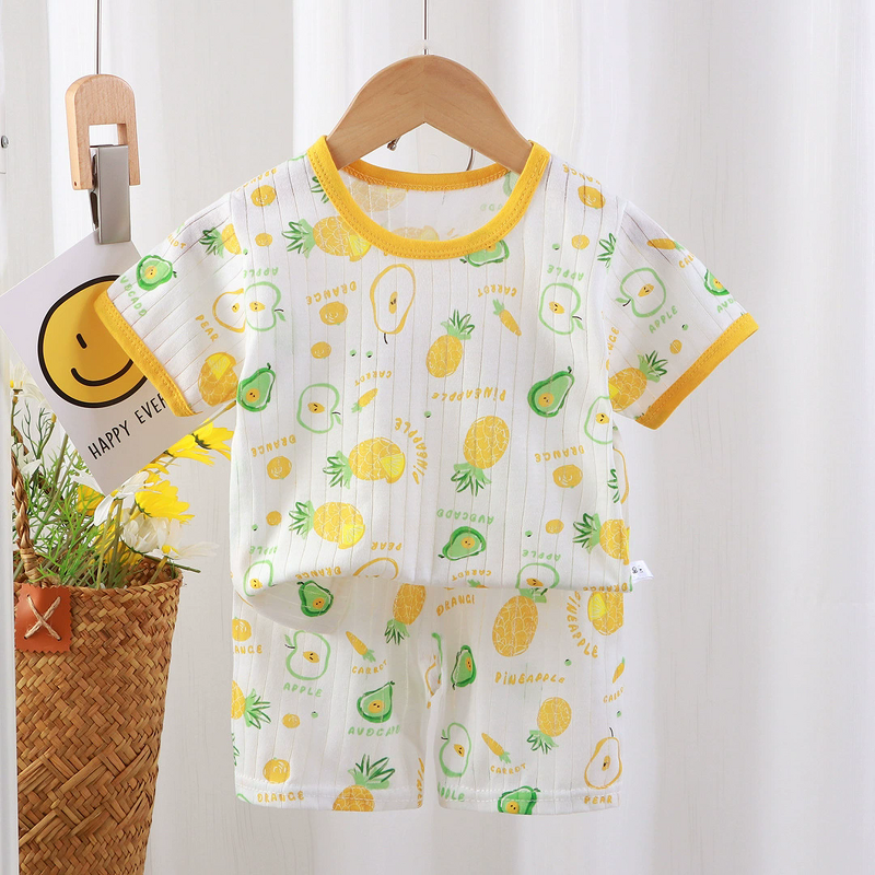 Children's Home Clothes Suit Manufacturer - 2025 New Summer Casual Thin Boys Girls Pure Cotton Pajamas 2-piece