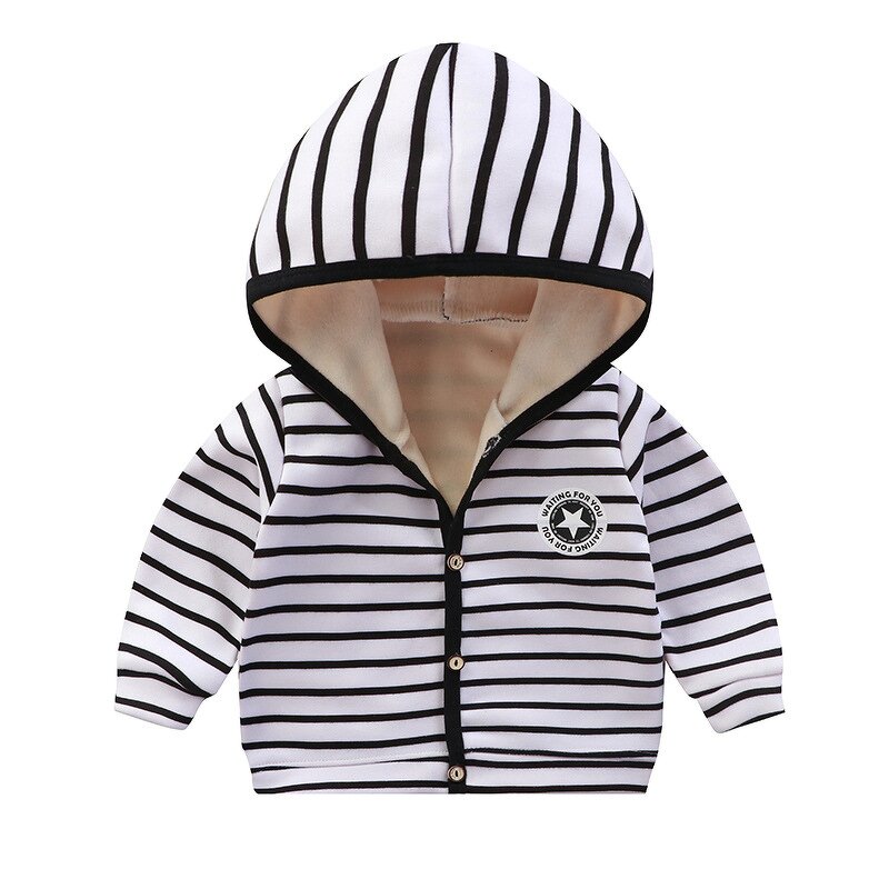 Children's Jacket Manufacturer - Hot-selling New Autumn Winter Boys Plus Velvet Hooded Sweater Girl Baby Cardigan