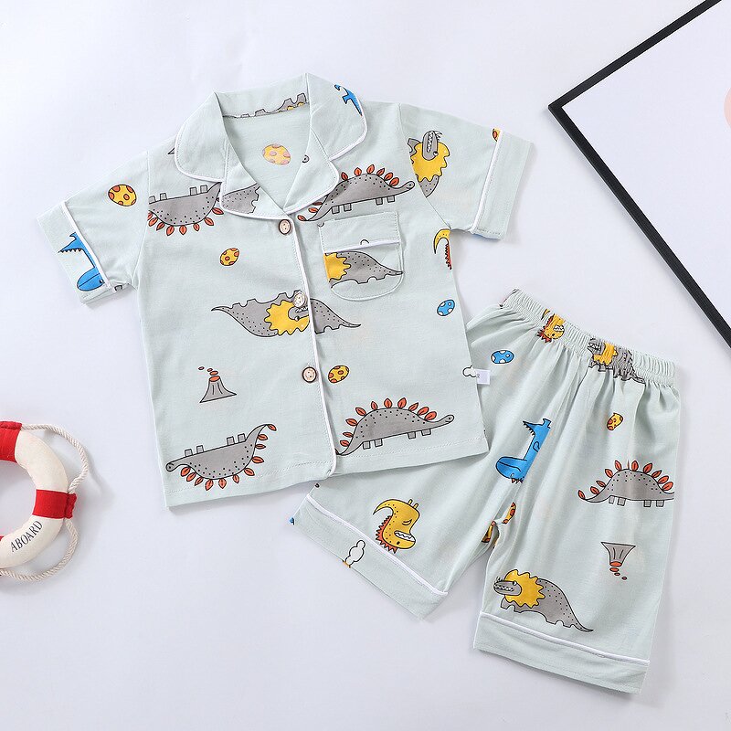 Children's Cotton Suit Manufacturer - 2022 New Casual Short-Sleeved Thin Pajamas with Animal Pattern