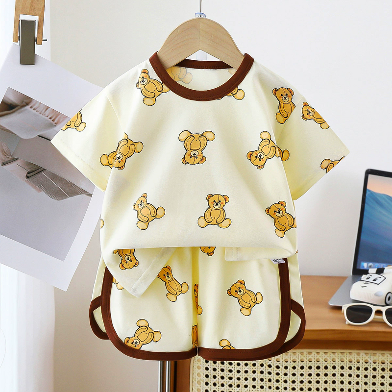 Children's Short-sleeved Shorts Suit Manufacturer - 1-5 Years Pure Cotton Summer New Boys Korean T-shirt Girls