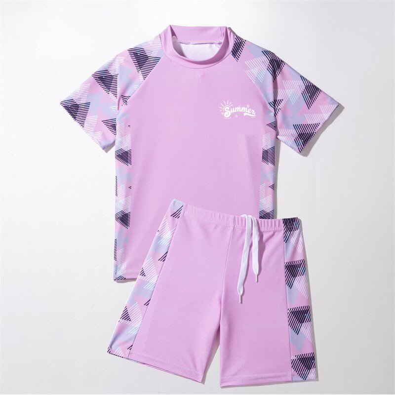 Boys Swimsuit Manufacturer - Conservative Short-Sleeved Split Design Large Sizes for Summer Surfing