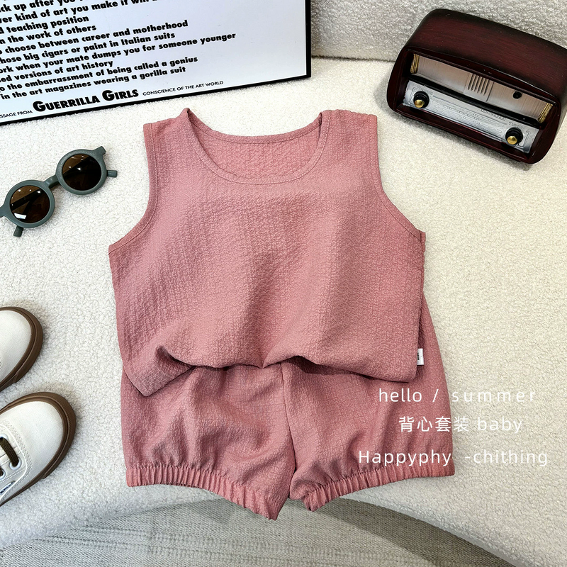 Children's Vest Suit Manufacturer - 2025 Summer 1-5 Years Boys Girls Sleeveless Tops Bloomers Two-piece Breathable