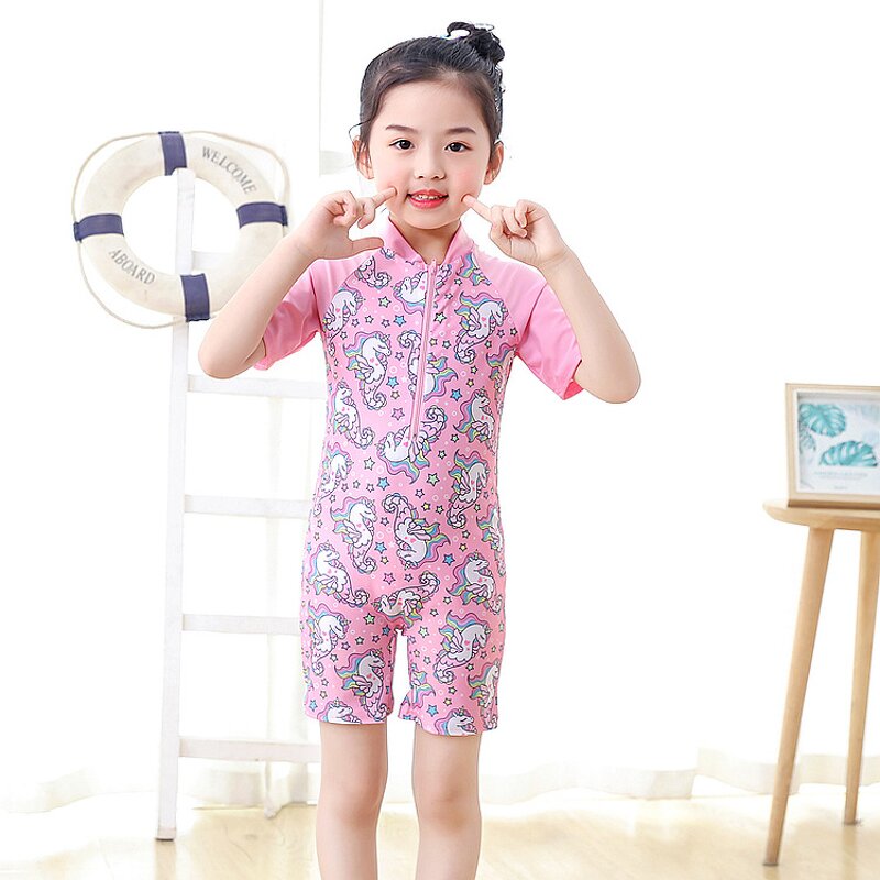 Children's Swimsuit Manufacturer - Cartoon Printed for 3-12 Years Old Cute Girls One-piece Boys Crawling Suit