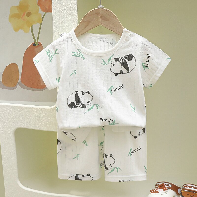 Children's Pajamas Manufacturer - Summer Pure Cotton Baby Short-sleeved Shorts Thin 0-6 Years Boys Girls Home