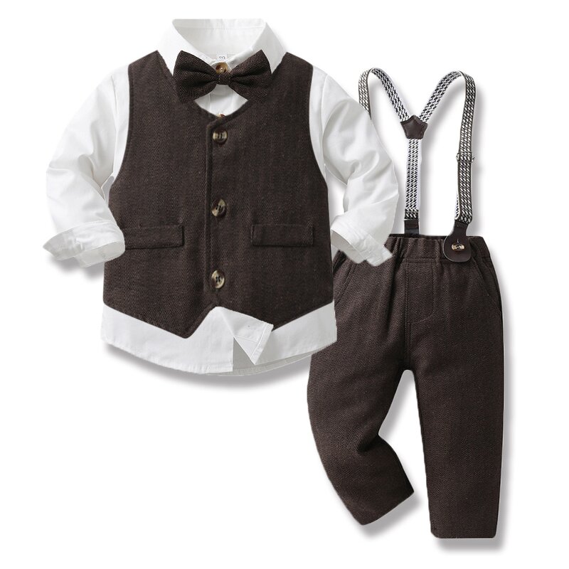 Boys Suit Manufacturer - 25 Spring European American Gentleman Vest Long Sleeve Cotton Cardigan Suit Pants Three-piece
