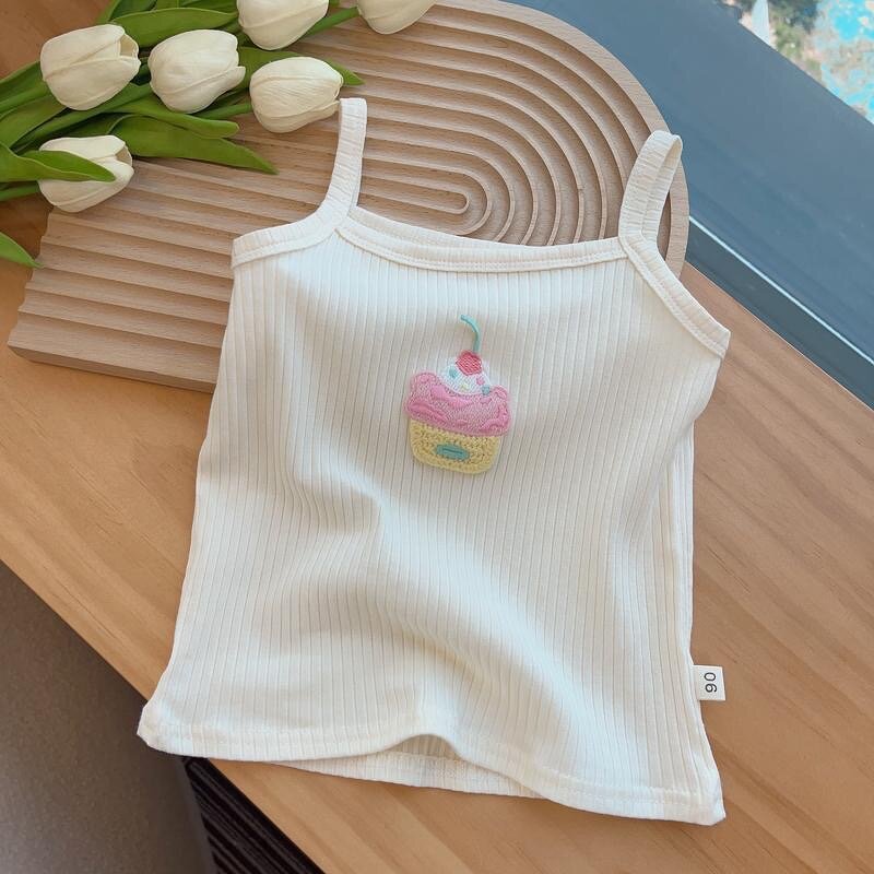 Girls Camisole Vest Manufacturer - 0-8 Years Ice Silk Summer Thin 2025 New Outerwear Kids Baby T-shirt