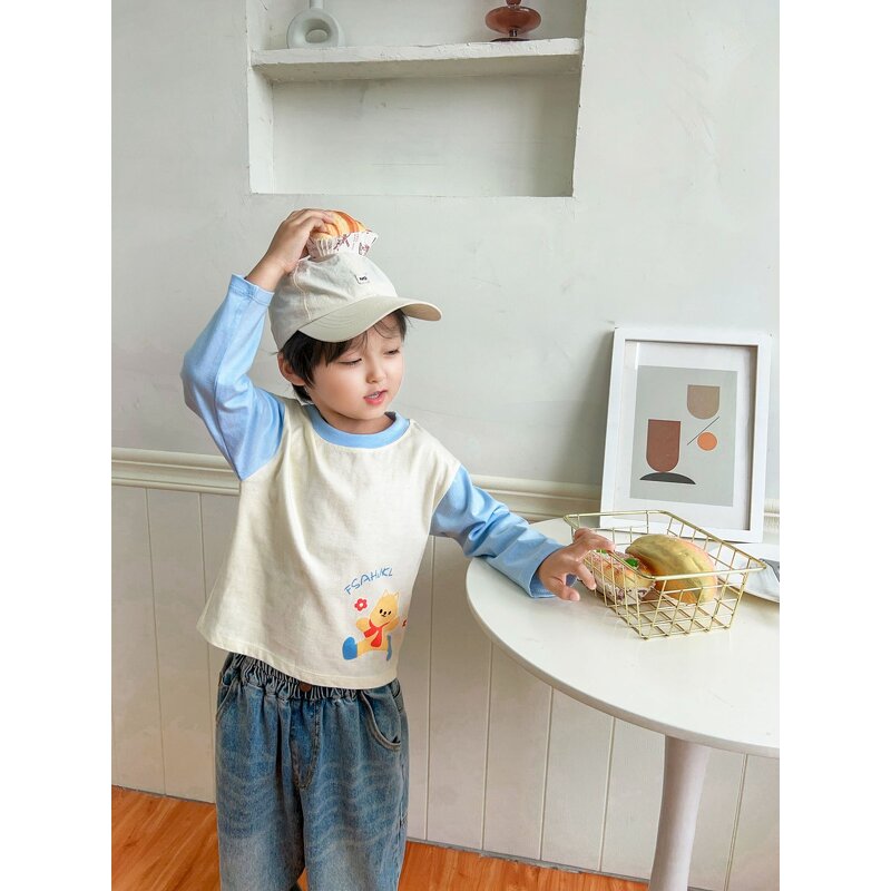Children's T-shirt Manufacturer - 2025 Spring Autumn New 100% Cotton Boy Top Long Sleeve Girl Cotton Clothes & OEM