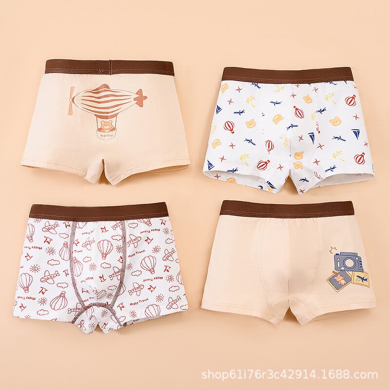 Boys Boxer Briefs Manufacturer - Cartoon Bear Cute Printed Cotton for Primary School Students