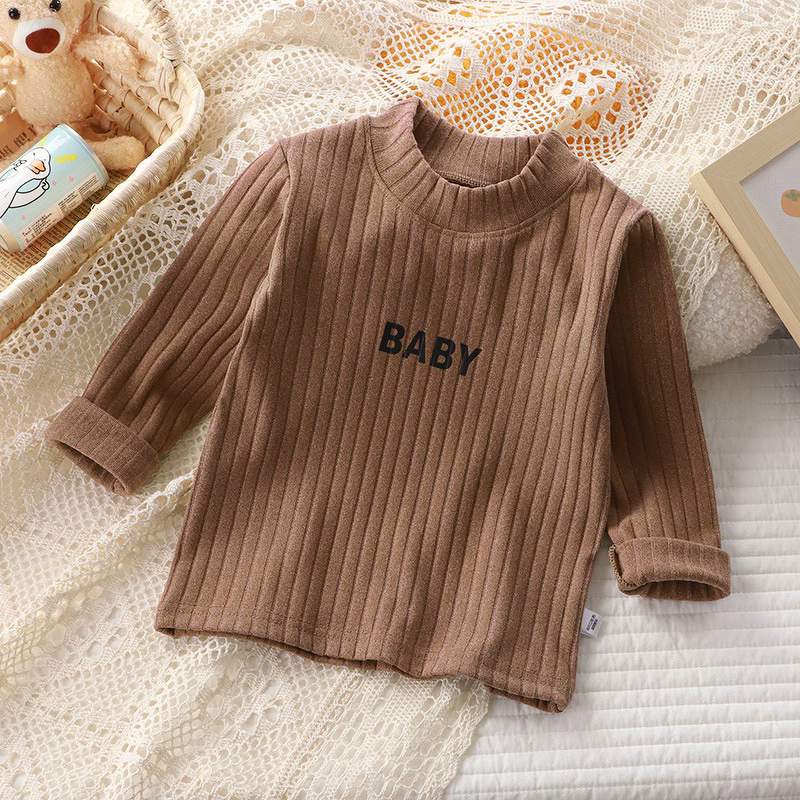 Children's T-shirt Manufacturer - 2025 Autumn Winter German Velvet Medium High Collar Long Sleeve for Boys Girls