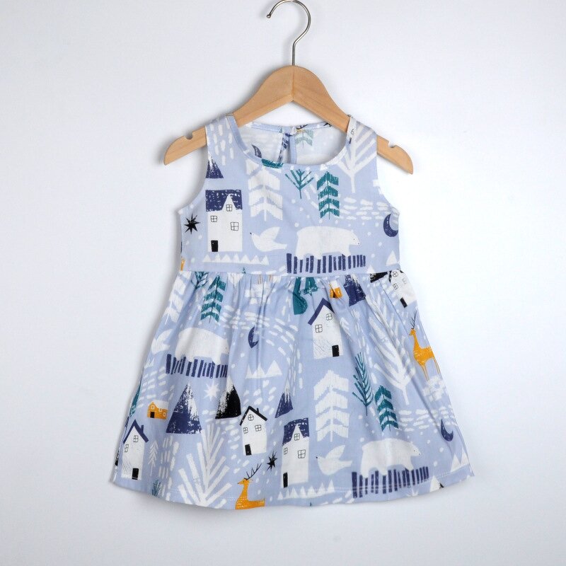 Girls Dress Manufacturer - All Cotton A-line Spring Summer Small Nursing Sleeveless Children Cartoon