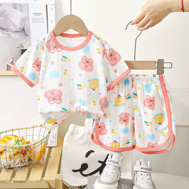 Children's Short-sleeved Shorts Suit Manufacturer - 0-6 Years Summer Pure Cotton New Boys Girls Clothes Thin & OEM