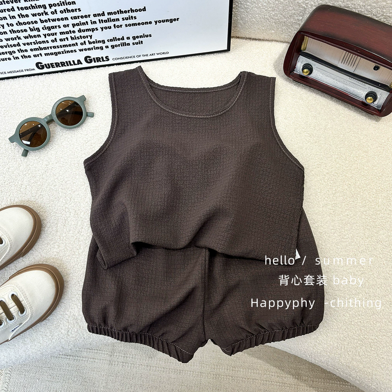 Children's Vest Suit Manufacturer - 2025 Summer 1-5 Years Boys Girls Sleeveless Tops Bloomers Two-piece Breathable