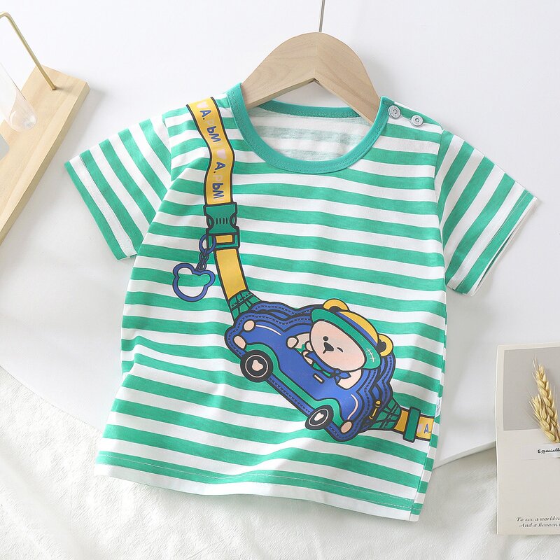 Children's T-shirt Manufacturer - Short-sleeved Pure Cotton Summer 2025 Boy Baby Cartoon Girl Top