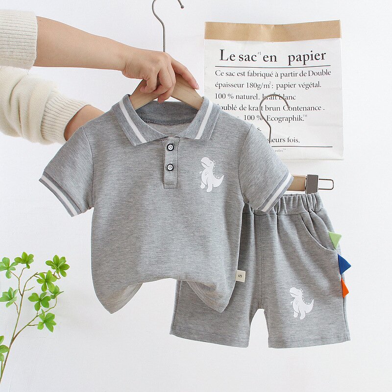 Baby Boy Summer Suit Manufacturer - Polo Sweat Suits Small Boy Short-sleeved POLO Shirt 2-piece Wholesale