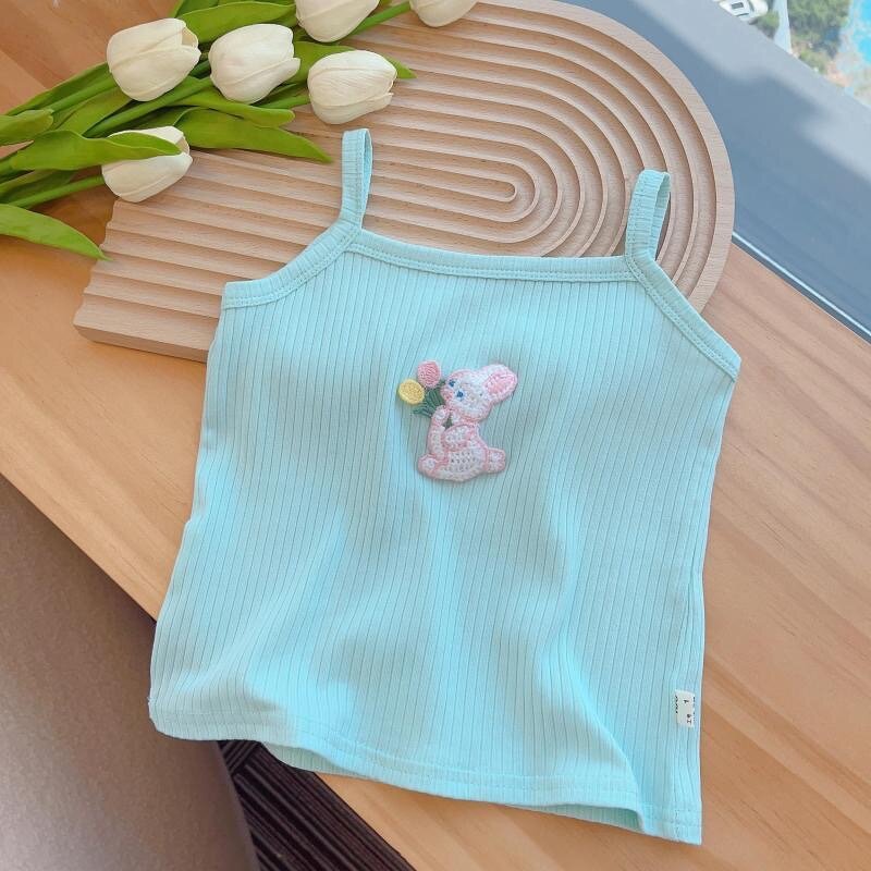 Girls Camisole Vest Manufacturer - 0-8 Years Ice Silk Summer Thin 2025 New Outerwear Kids Baby T-shirt