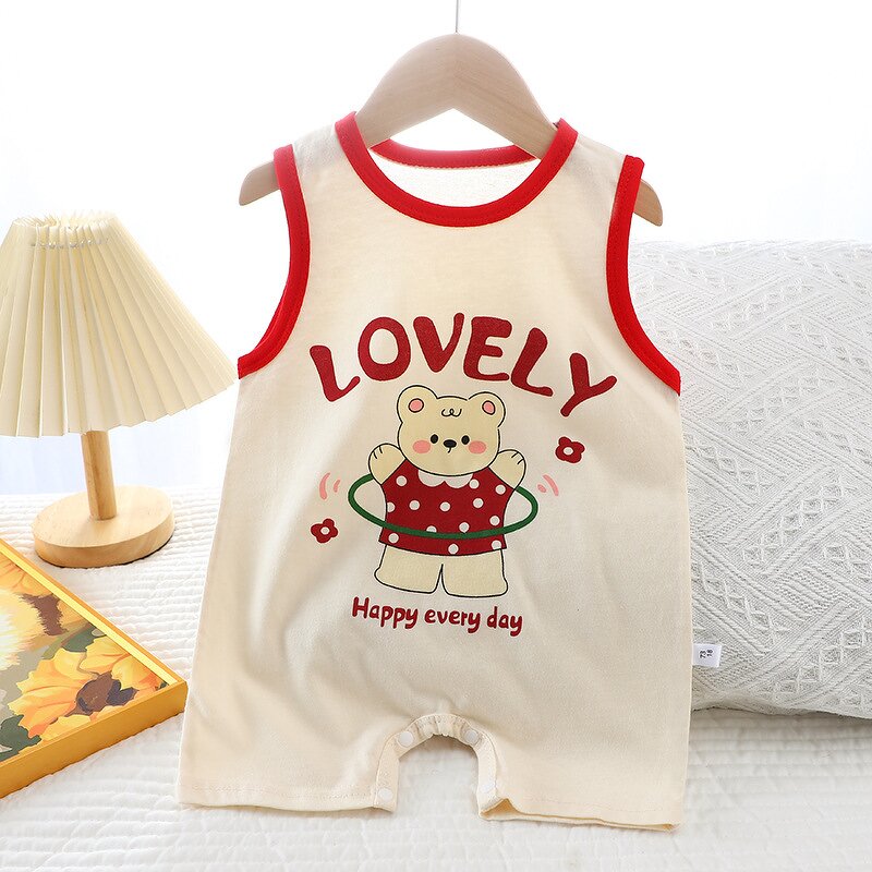 Infant Climbing Clothes Manufacturer - 2025 Pure Cotton Summer Korean Boys Thin Girls Vest Jumpsuit Romper