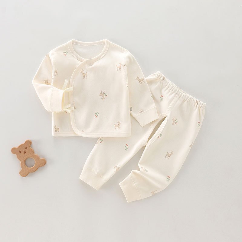 Newborn Baby Set Manufacturer - Pure Cotton Split Body Spring Autumn Strap Two-piece Set