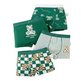 Boys Underwear Manufacturer - 2025 New Cartoon Bear Square Cute Printed Cotton Boxer Briefs