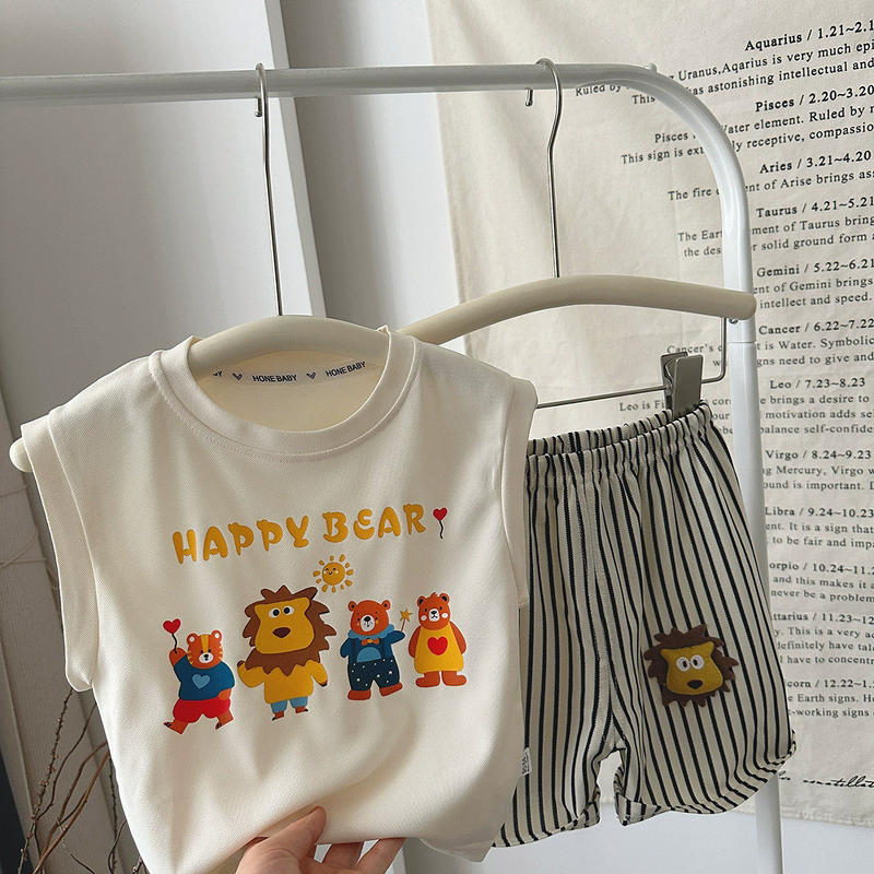 Children's Short-sleeved Suit Manufacturer - 25 Summer New Boys Breathable Crystal Beaded Shorts Cartoon