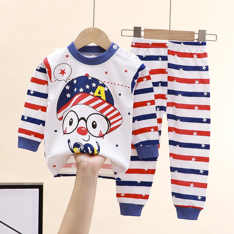 Children's Pajamas Set Manufacturer - Autumn Casual Solid Pattern Breathable Baby Home Clothes with Pants
