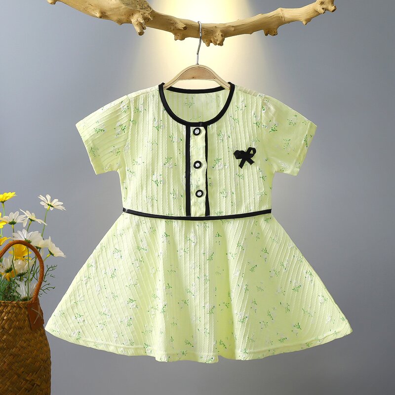 Children's Summer Dress Manufacturer - 2023 New Short-sleeved Skirt Foreign Girl Baby Floral Princess Skirt