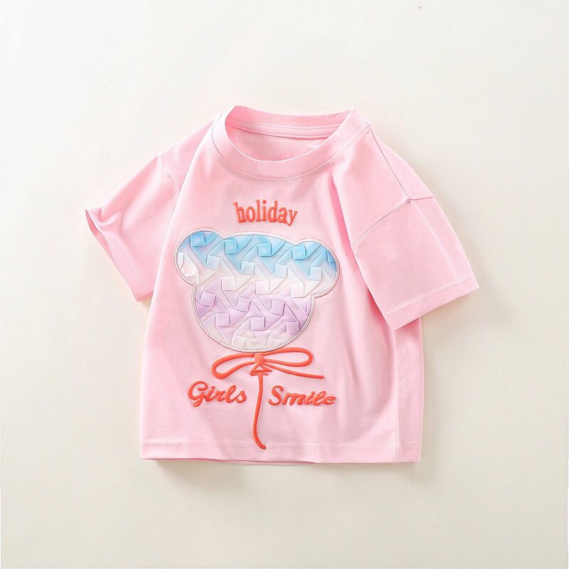 Children's T-shirt Manufacturer - Pure Cotton Short-sleeved Female Embroidery Patch Korean Loose Top