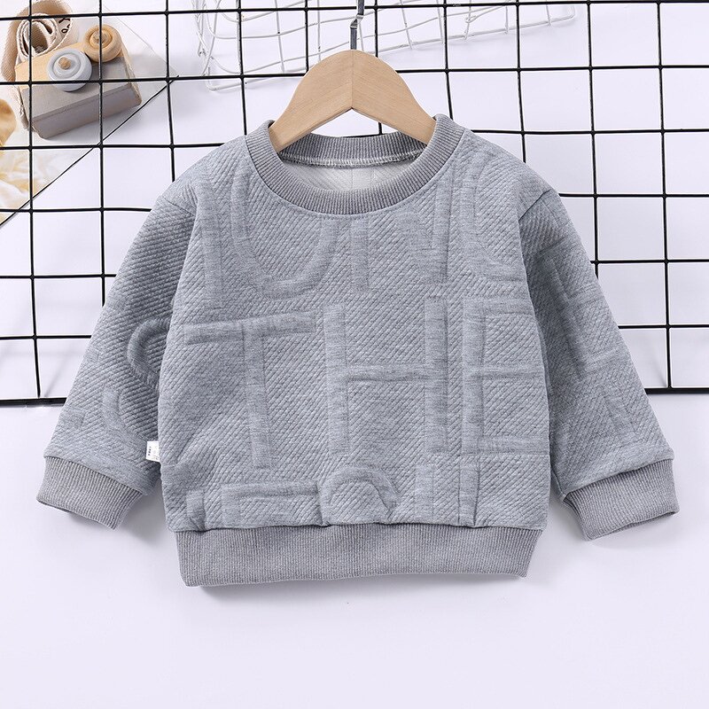 Children's Sweater Manufacturer - 2023 Spring Autumn New Boy Round Neck Header Single Long-sleeved Girl Three-dimensional Letters