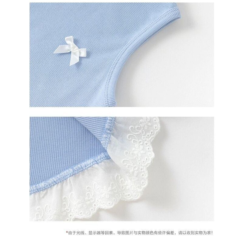 Girls Vest Manufacturer - Hot Sale 0-5 Years Sweet Korean Bow Vest Lace Sleeveless T-shirt