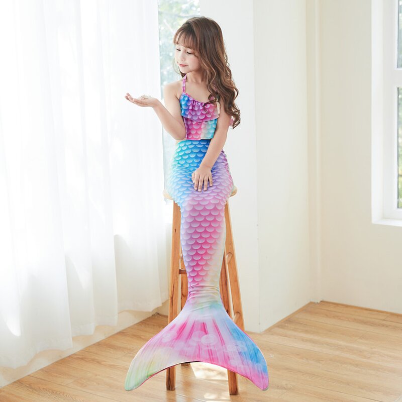 Children's Mermaid Swimsuit Manufacturer - 2025 Summer New Three-piece Fish Tail Princess Dress