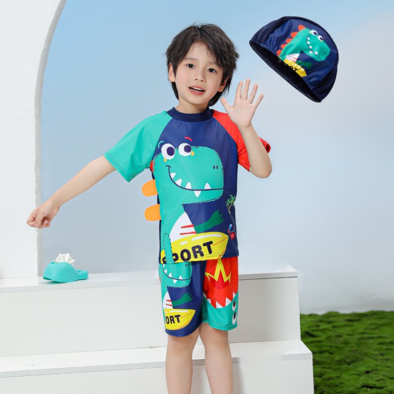 Children's Split Swimsuit Manufacturer - 2-12 Years Old Boys Short-sleeved Sunscreen Diving Surfing Suit