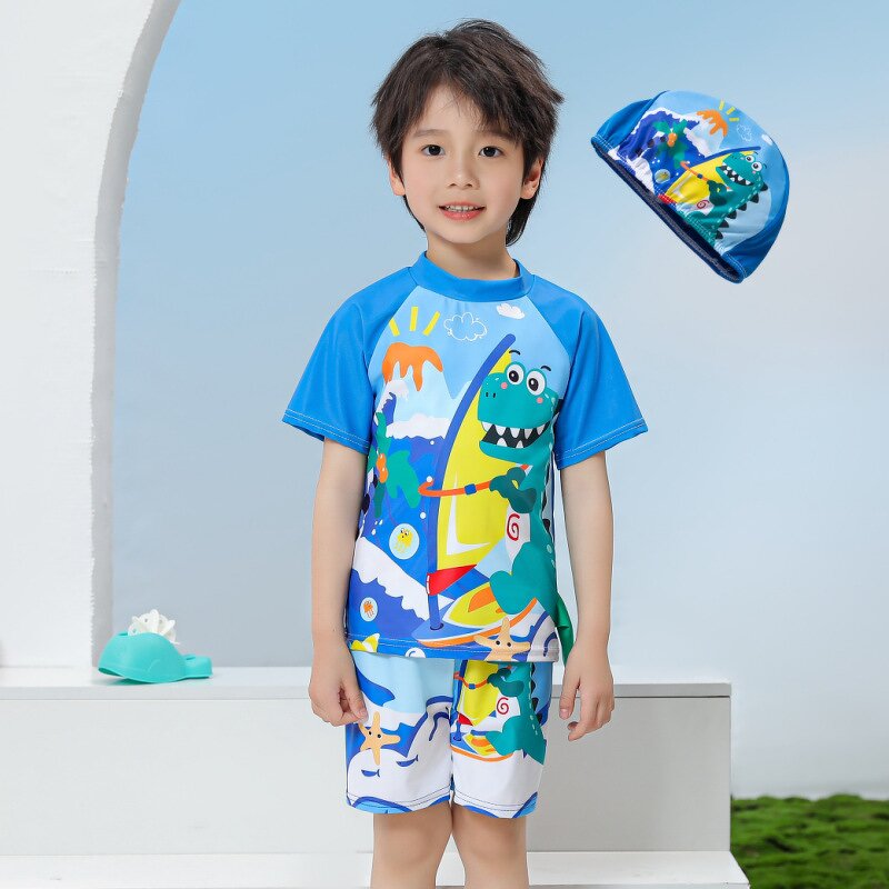 Children's Split Swimsuit Manufacturer - 2-12 Years Old Boys Short-sleeved Sunscreen Diving Surfing Suit