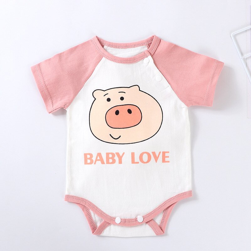 Newborn Clothes Manufacturer - Summer Thin Baby Short-sleeved Fart Clothing Jacket Triangular Cotton Climbing
