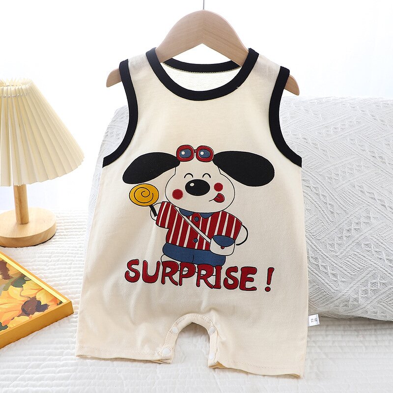 Infant Climbing Clothes Manufacturer - 2025 Pure Cotton Summer Korean Boys Thin Girls Vest Jumpsuit Romper