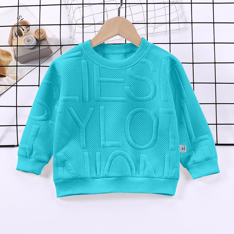 Children's Sweater Manufacturer - 2023 Spring Autumn New Boy Round Neck Header Single Long-sleeved Girl Three-dimensional Letters