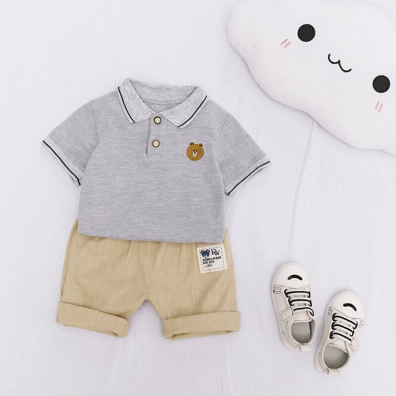 Baby Boy Summer Suit Manufacturer - 2025 New Style Small Boy Short-sleeved POLO Shirt Two-piece Wholesale