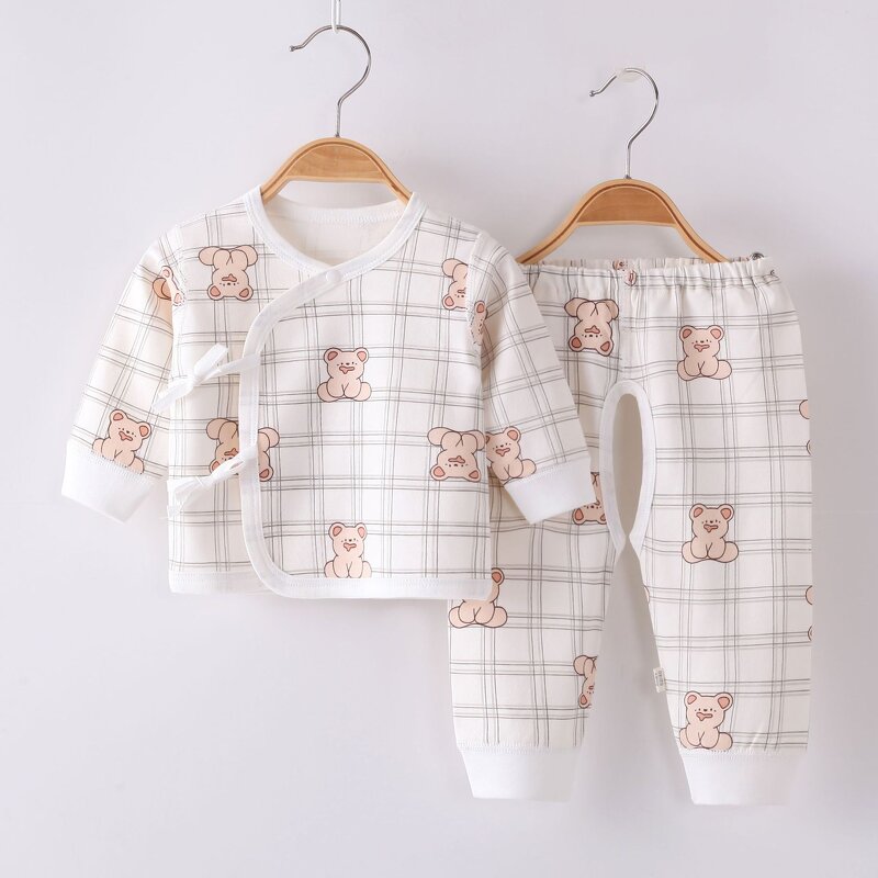 Newborn Baby Set Manufacturer - Pure Cotton Split Body Spring Autumn Strap Two-piece Set